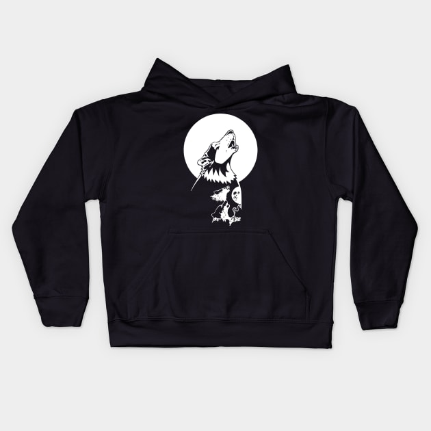 Four Wolf Moon Kids Hoodie by HipsterCritters